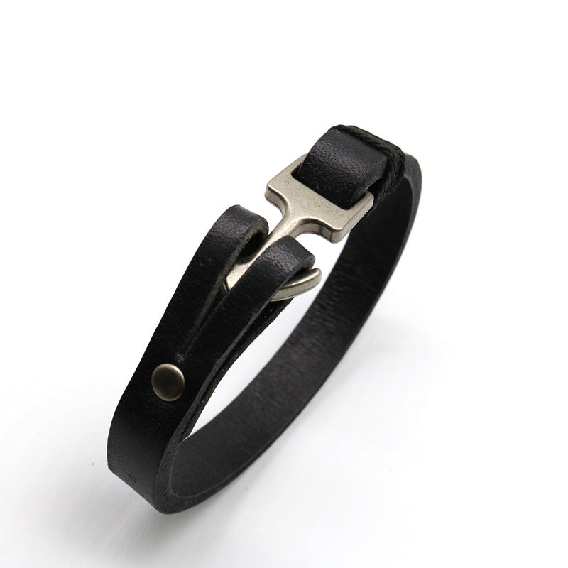 Wholesale Cowhide Smooth Personalized Boat Anchor Woven Bracelet